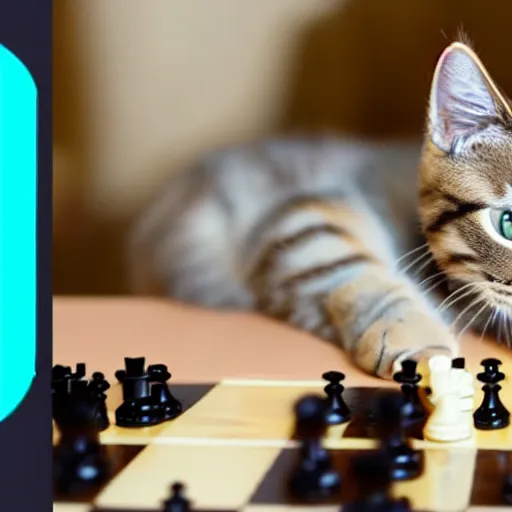 Image similar to how to teach a cat to play chess, youtube tutorial