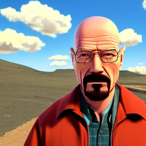 Image similar to walter white from breaking bad in a pixar 3 d movie