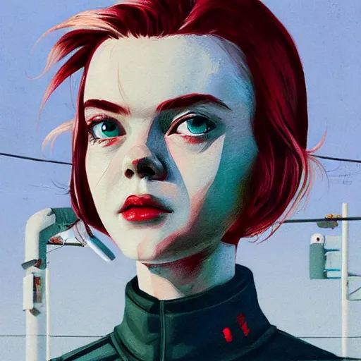 Image similar to Elle Fanning in the world of Fallout 3 picture by Sachin Teng, asymmetrical, dark vibes, Realistic Painting , Organic painting, Matte Painting, geometric shapes, hard edges, graffiti, street art:2 by Sachin Teng:4