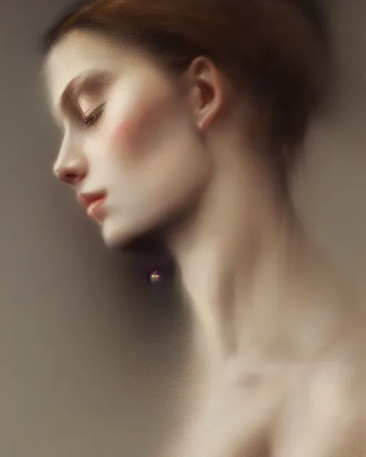 Prompt: half body portrait of beautiful woman, hyperrealism, beauty, intricate detail, photo by greg rutkowski, elegance, soft lighting, sharp focus