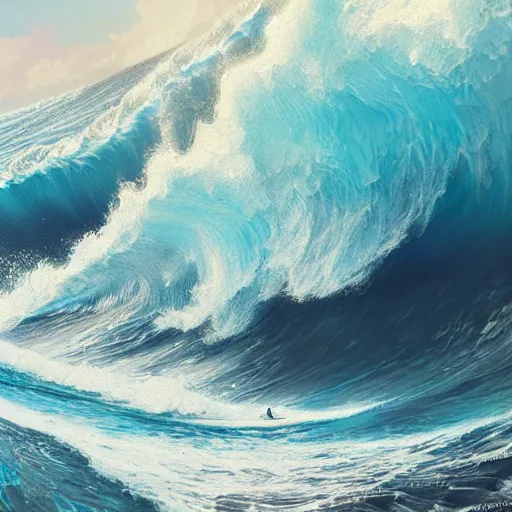 Prompt: big wave surfing at teahupo'o, intricate, highly detailed, digital painting, artstation, concept art, smooth, sharp focus, illustration, unreal engine 5, 8 k, art by artgerm and greg rutkowski and alphonse mucha