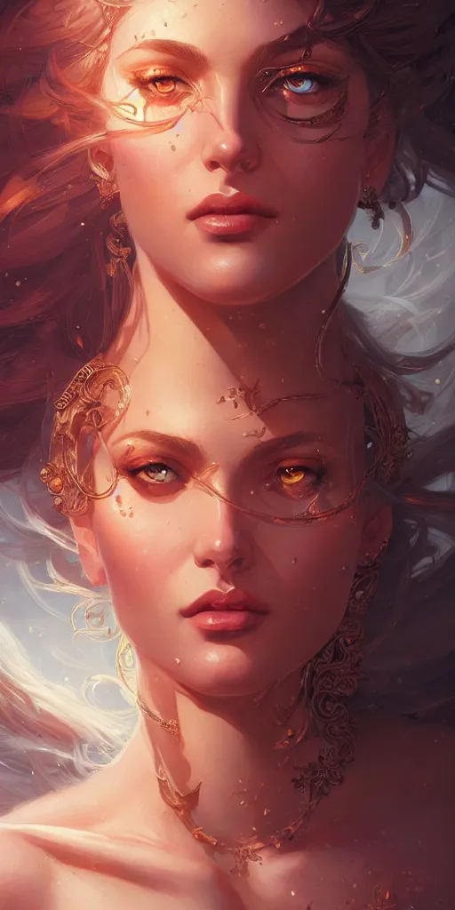 Image similar to portrait of a seductive and powerful aphrodite, detailed intricate illustration, detailed illustration, hd, 4 k, digital art, overdetailed art, by greg rutkowski, by loish, complementing colors, trending on artstation, deviantart