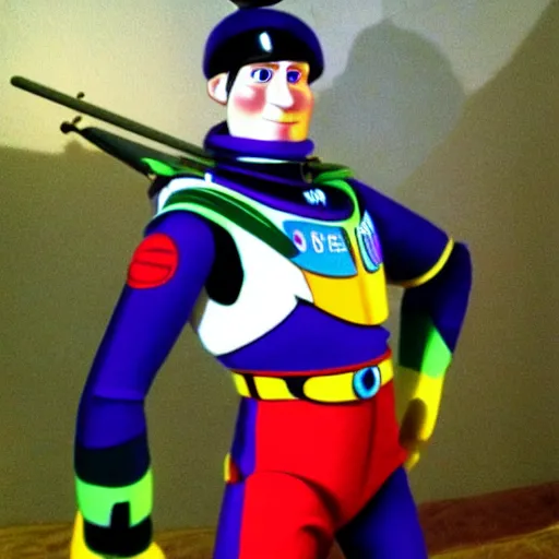 Prompt: napoleon as a buzz lightyear soldier,