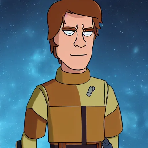 Prompt: luke skywalker as a character in futurama, animated, detailed, artstation