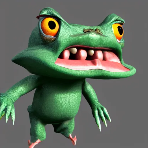 Prompt: poorly badly rendered 3 d gremlin character