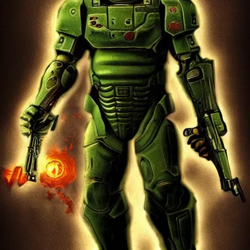 Image similar to doomguy from doom 3