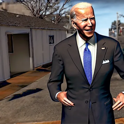 Prompt: Joe Biden in NukeTown from Call of Duty