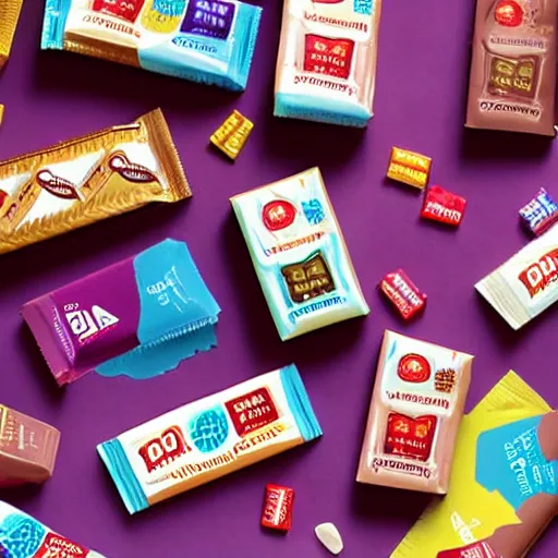 Prompt: chocolate candy bar packaging, 9 0 s style, very appealing, marketing photo