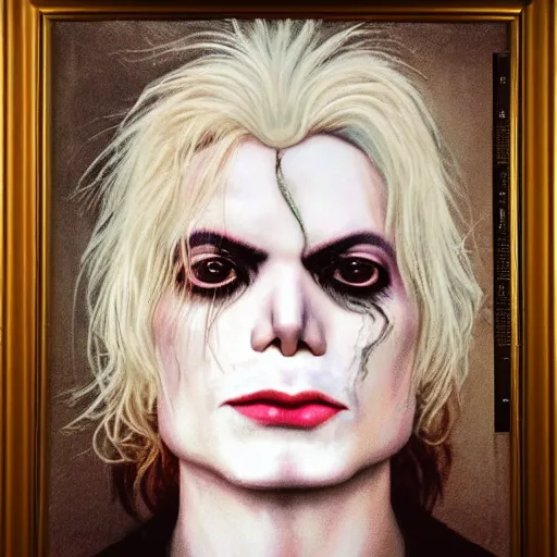 Prompt: realistic expired kodak film portrait of albino michael jackson mix, hyperrealism, hypermaximalism, photorealistic, detailed, atmospheric, 8 k, award winning photography, cinematic