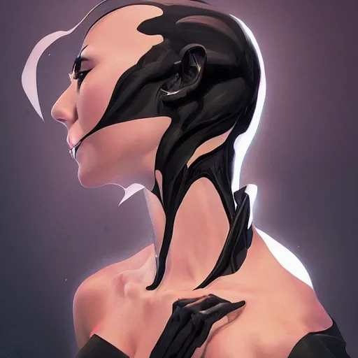 Image similar to spidergirl Venom potrait, medium shot, asymmetrical, profile picture, Organic Painting, night, Matte Painting, bold shapes, hard edges, street art, trending on artstation, by Huang Guangjian and Gil Elvgren and Sachin Teng