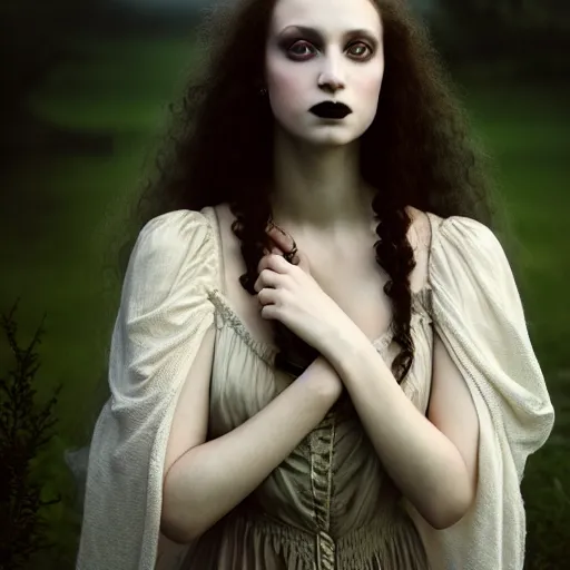 Image similar to photographic portrait of a stunningly beautiful gothic starlet renaissance female in soft dreamy light at sunset, contemporary fashion shoot, by edward robert hughes, annie leibovitz and steve mccurry, david lazar, jimmy nelsson, breathtaking, 8 k resolution, extremely detailed, beautiful, establishing shot, artistic, hyperrealistic, beautiful face, octane render