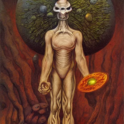 Image similar to full body portrait of an humanoid warrior mushroom, by Gerald Brom