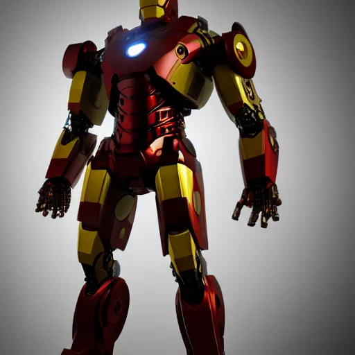 Image similar to mech inspired by iron man, 4k realistic photo