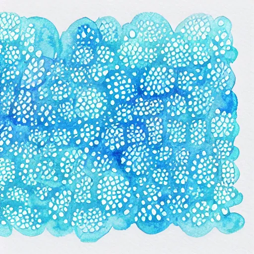 Image similar to highly intricate interlocking aqua blue blobs, watercolor pen drawing