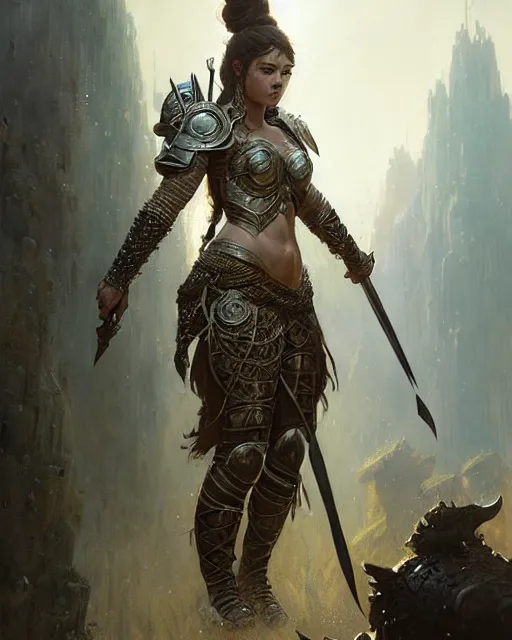 Image similar to a fierce warrior princess in full armor, fantasy character portrait, ultra realistic, concept art, intricate details, highly detailed by greg rutkowski, gaston bussiere, craig mullins, simon bisley