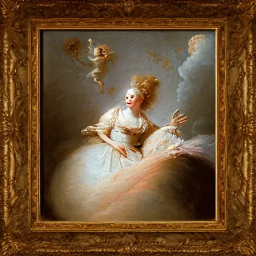 Prompt: rose bride in space, by Fragonard