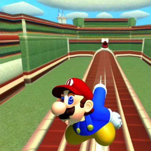 Prompt: winston churchhill in mario 6 4, game screenshot