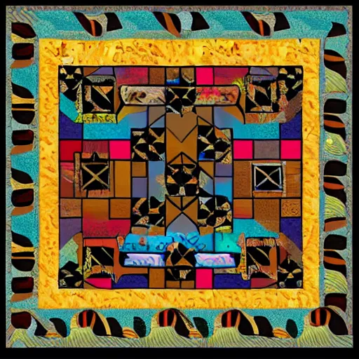 Image similar to Quilt design inspired by Haida Gwaii artl , detailed, product photo,