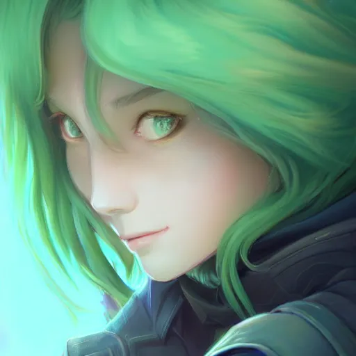 Image similar to a portrait of wlop, pastel green, art by lois van baarle and loish and ross tran and rossdraws and sam yang and samdoesarts and artgerm and saruei and disney and wlop, digital art, highly detailed, intricate, sharp focus, trending on artstation hq, deviantart, unreal engine 5, 4 k uhd image