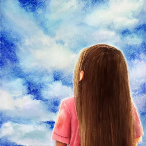 Prompt: A girl looking at the sky, highly detailed, cgtrader