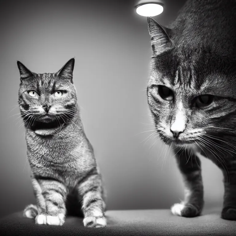 Image similar to an amazing award winning portrait photo of a cool cat, film noir, very detailed and sharp, 4k hdr, cinematic masterpiece, volumetric lighting, stunning