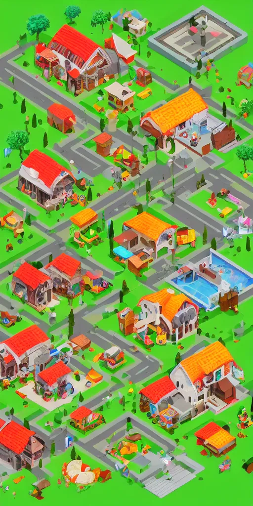 Image similar to cute isometric village