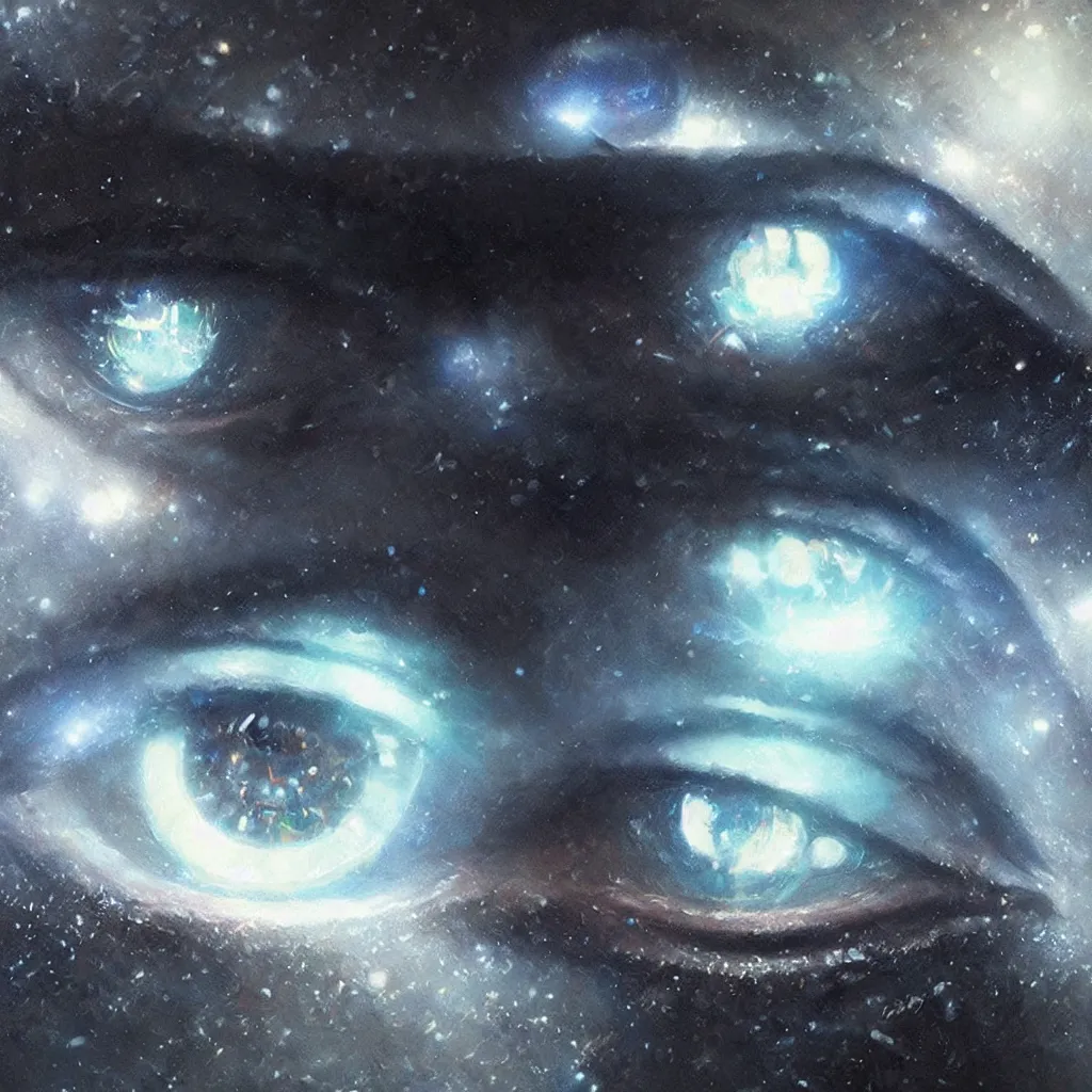 Image similar to galaxy incornea of eye, overdetailed art, by greg rutkowski, magic