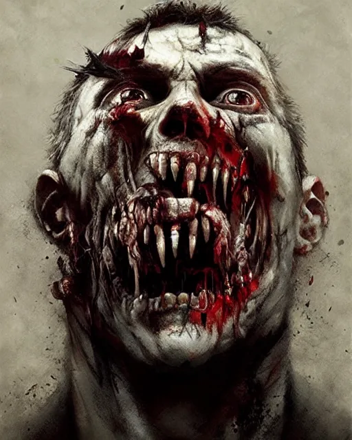 Prompt: hyper realistic photo portrait shouting zombie cinematic, greg rutkowski, james gurney, mignola, craig mullins, brom