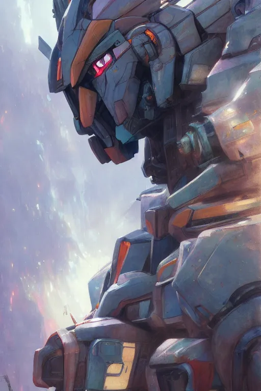 Image similar to Portrait of Gundam, Neon, dark, intricate, highly detailed, smooth, artstation, digital illustration by Ruan Jia and Mandy Jurgens and Artgerm and Wayne Barlowe and Greg Rutkowski and Zdislav Beksinski