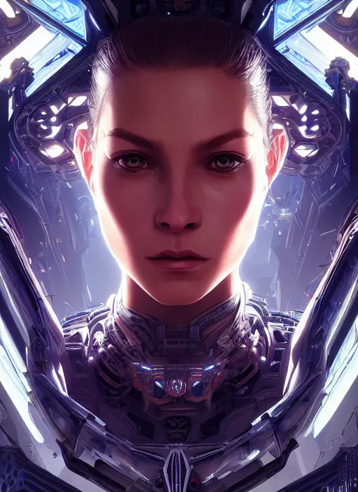 Image similar to symmetry!! portrait of cyberpunk alien in the style of horizon zero dawn, machine face, intricate, elegant, highly detailed, digital painting, artstation, concept art, smooth, sharp focus, illustration, art by artgerm and greg rutkowski and alphonse mucha, 8 k