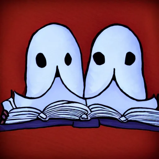 Prompt: ghosts read a book together