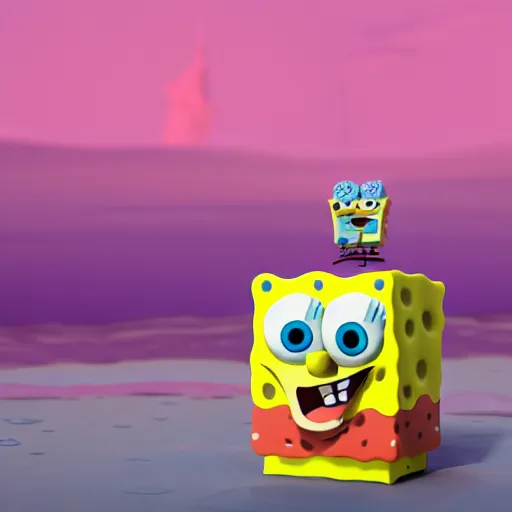 Image similar to spongebob, 3 d, blender, by beeple,