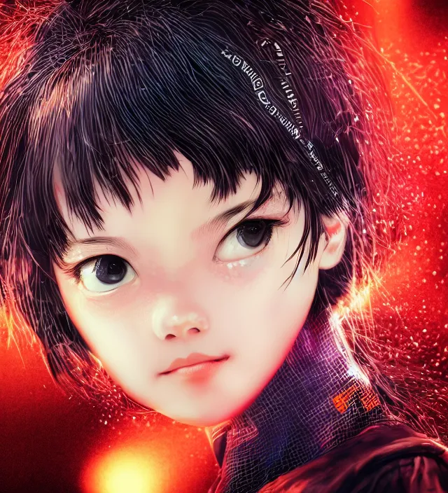 Image similar to hd photo poster portrait of a cute young girl complicated synaptic particles wires in miura kentaro gantz frank miller jim lee style detailed cinematic depth of field trending award winning on flickr artstation