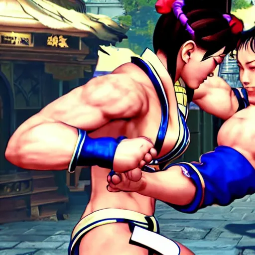 Image similar to chun li fighting ryu in street fighter v