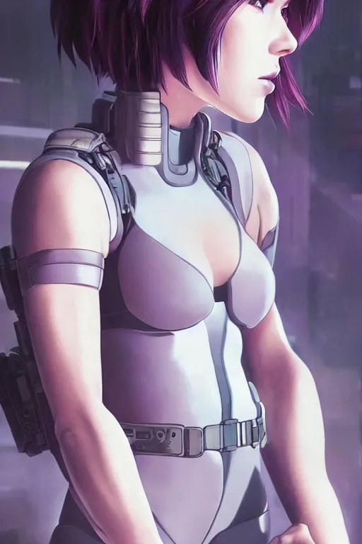 Image similar to a film still portrait of a motoko kusanagi ghost in the shell, finely detailed features : : gits sac 2 0 4 5 by pixar : : by ilya kuvshinov, rossdraws, artgerm, sola digital arts, octane render, production i. g, volumetric lighting, anti aliasing, raytracing : :