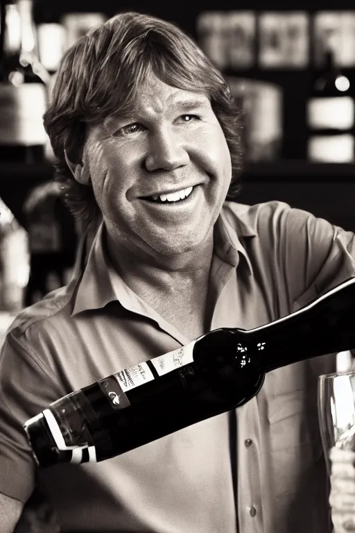 Image similar to 📷 portrait of steve irwin the wine 🍷, made of drink, still image, dynamic lighting, 4 k