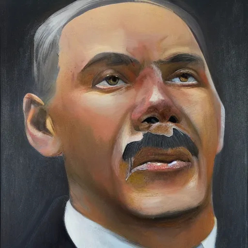 Image similar to facial portrait of kevin durant as adolf hitler, german chancellor, 1 9 3 3, oil on canvas painting by william sidney mount, trending on artstation