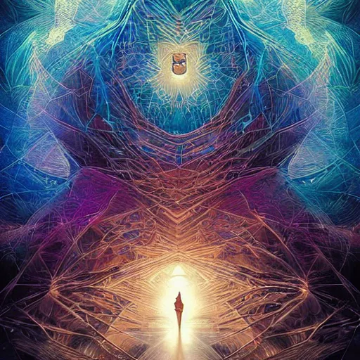 Prompt: beautiful portrait of elation, intelligence, spatial space deformation in latent space, math art, astral plane, key light, by artgerm and dan mumford and gustave dore