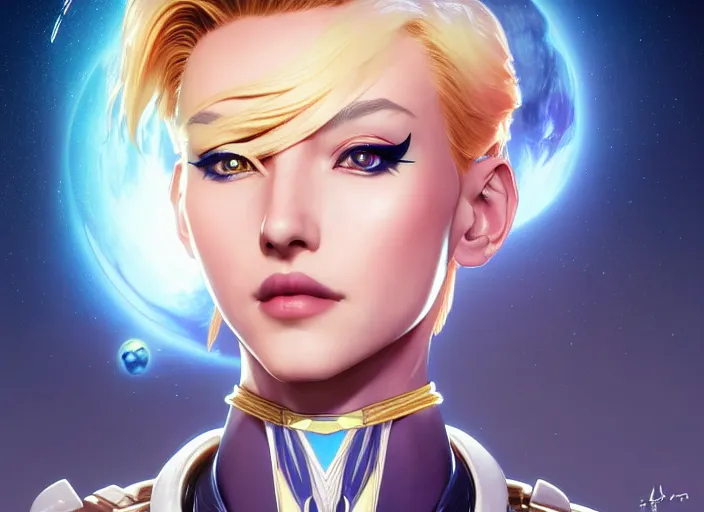 Image similar to symmetry!! portrait of sailor uranus! alien in the style of horizon zero dawn, machine face, intricate, elegant, highly detailed, digital painting, artstation, concept art, smooth, sharp focus, illustration, art by artgerm and ross tran and greg rutkowski and alphonse mucha, 8 k