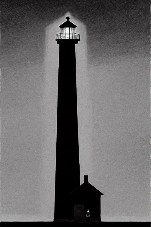 Image similar to the lighthouse, black and white, edward hopper and james gilleard zdzislaw beksisnski higly detailed