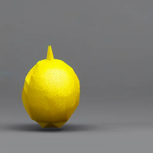 Image similar to a render of a low polygon lemon, unreal engine