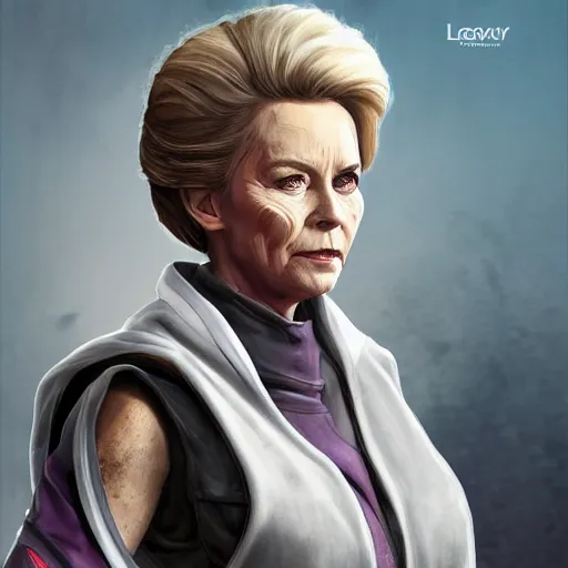 Prompt: Ursula von der Leyen as a sith lord, post-apocalyptic, EU, European Union, Brussels, wlop, artstation