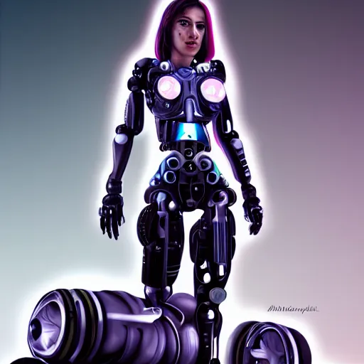 Image similar to beautiful girl cyborg, fullbody, full shot, hyper realisti, artstaition, deviantart