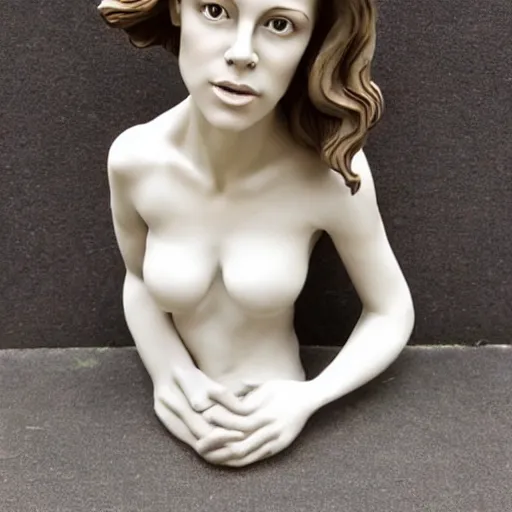 Prompt: sculpture of a beautiful, sweet girl as face Kate Beckinsale, full-length symmetrical facial features in white clay cinematographic rendering