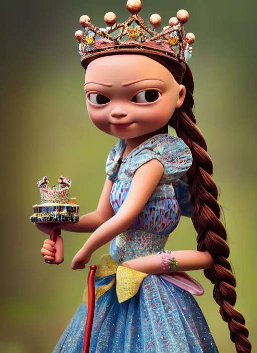 Prompt: closeup face profile portrait of tin toy greta thunberg as a fairytale princess wearing a crown eating cakes, bikini, depth of field, zeiss lens, detailed, symmetrical, centered, fashion photoshoot, by nicoletta ceccoli, mark ryden, lostfish, breathtaking, 8 k resolution, extremely detailed, beautiful, establishing shot, artistic, hyperrealistic, octane render