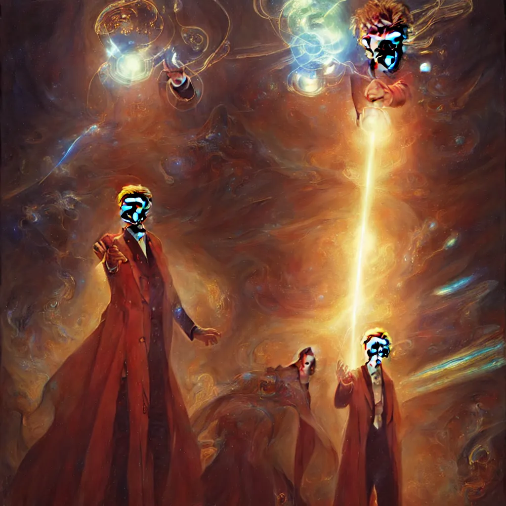 Image similar to david bowie as doctor who, radiant light, caustics, heroic, bright iridescent light, by gaston bussiere, bayard wu, greg rutkowski, maxim verehin