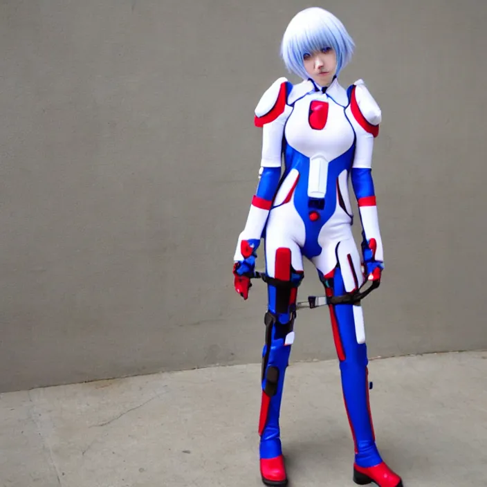 Prompt: rei ayanami plugsuit cosplay