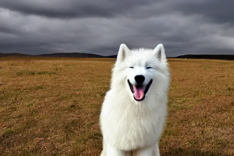 Prompt: a Samoyed Howling at the Universe