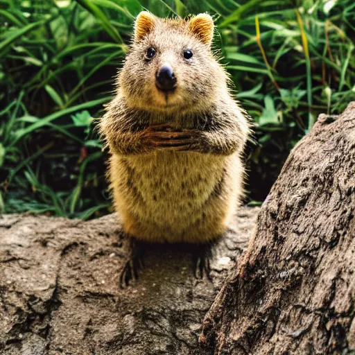 Image similar to a quokka wearing a hawaii shirt