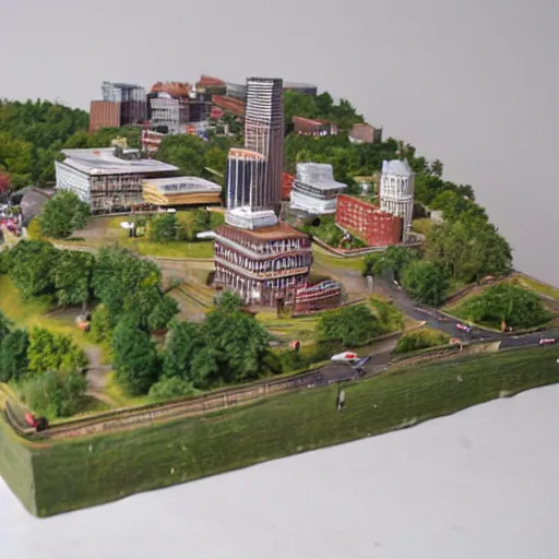 Prompt: miniature of Knoxville, tennessee sitting on a table.